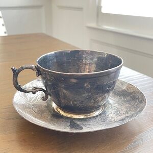 Vintage Rare BARBOUR SILVER CO Mustache Cup And Saucer